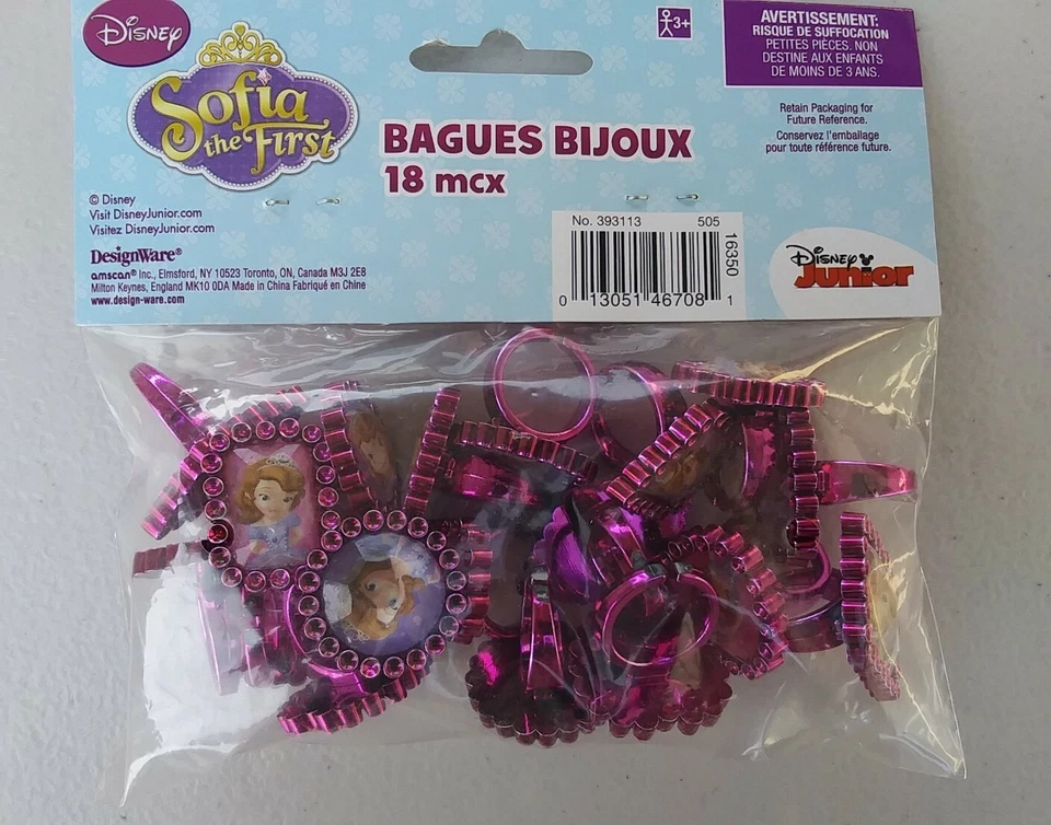 Anillos Joya Sofía la Primera Princesa Disney Niños Fiesta de Cumpleaños Favor 18 Piezas Foto 2 de 2