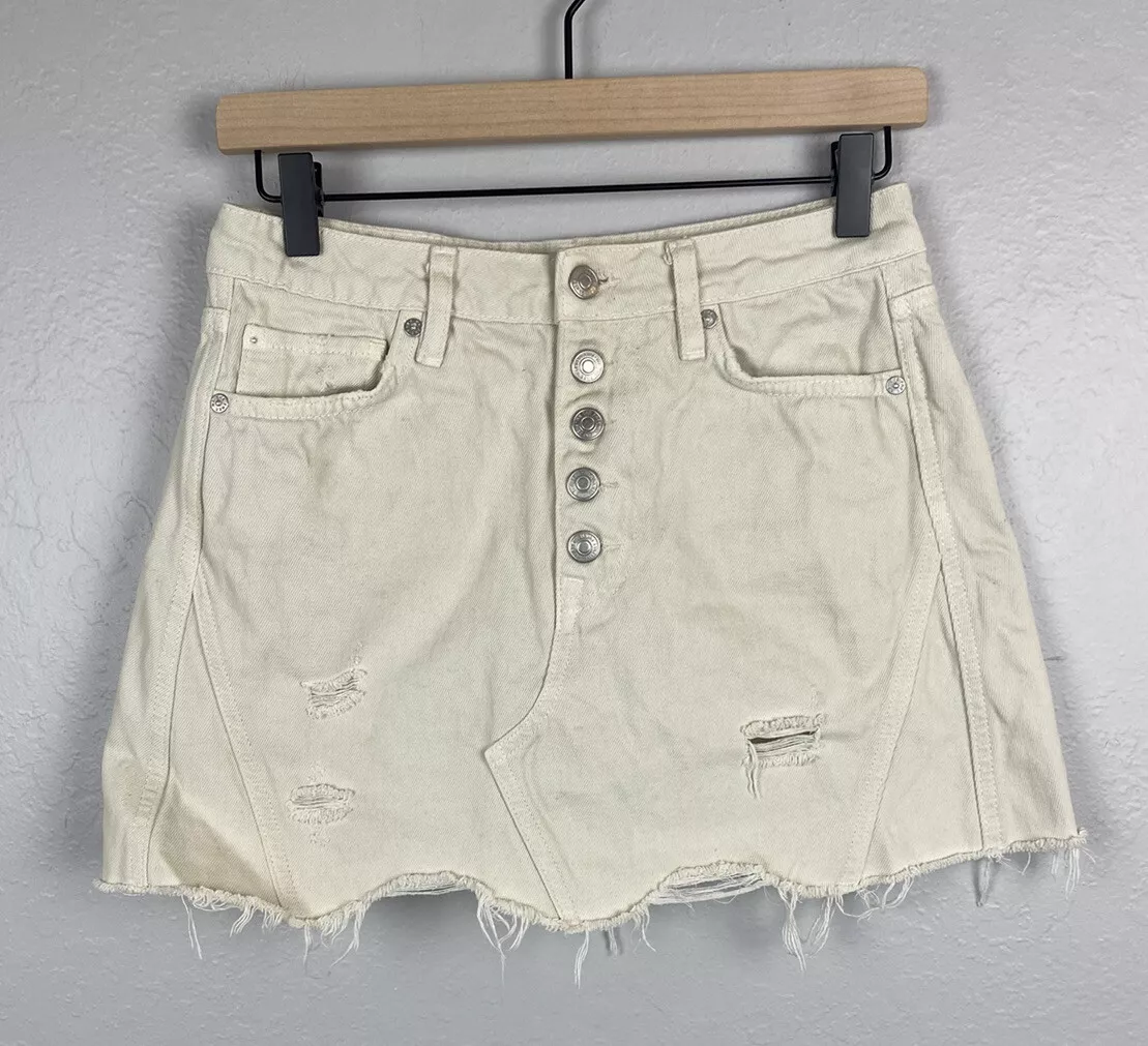 Tan denim skirt sale