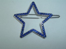 BLUE RHINESTONE STAR HAIR BARRETTE UP DO HAIR ACCESSORY