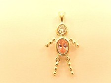 .925 Sterling Silver OCTOBER PINK STONE BOY BIRTHSTONE BABY CHARM/PENDANT