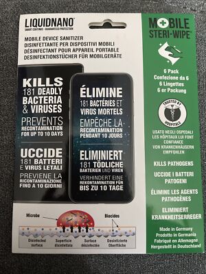 6er Packung Liquidnano Mobile Steri-Wipe Reinigungstücher (L)