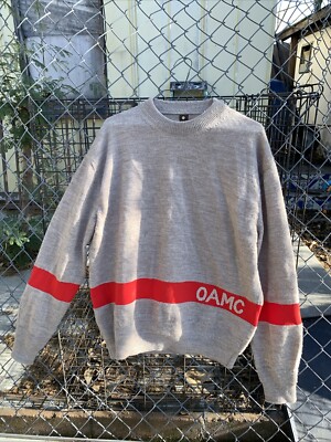 OAMC Logo Men's Wool Blend Sweater Made in Italy Size M Flawed Has Holes