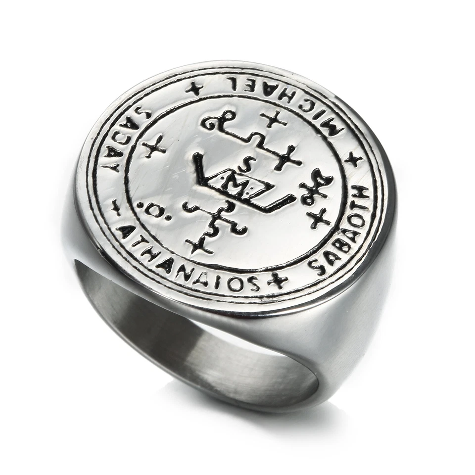 Solomon Sabaoth Michael Cross Amulet Ring Stainless Steel Men Women Lucky Ring - Image 3 of 4