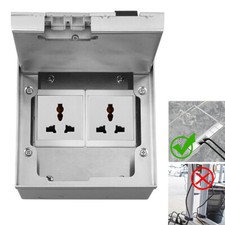 Embedded Electrical Floor Socket Box AC250V 4000W Stainless Steel Dual Outlets