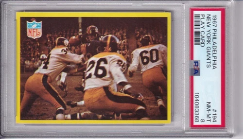 1967 Philadelphia Football #194 New York Giants Play Card PSA 8 NM-MT