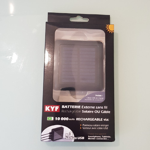 Chargeur Solaire 10000mAh Sauveur Noir : Batterie de Secours Idéale pour Randonnée et Camping