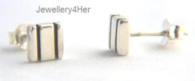 925 Sterling Silver 6mm Small Square Thick Black Studs Earrings Men Ladies GIFT