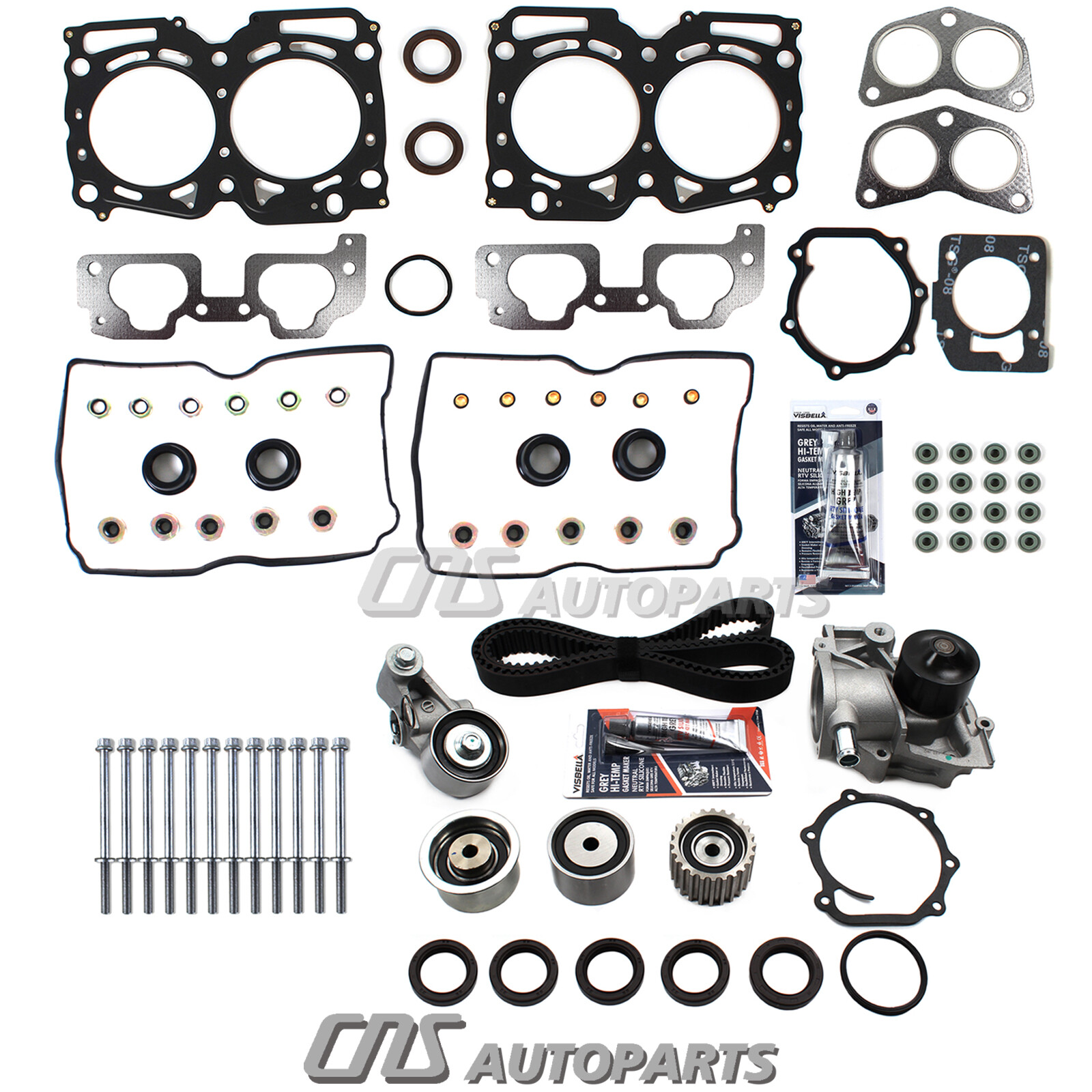 Head Gasket Set Bolt Timing Belt Water pump For 9903 Subaru 2.5 SOHC
