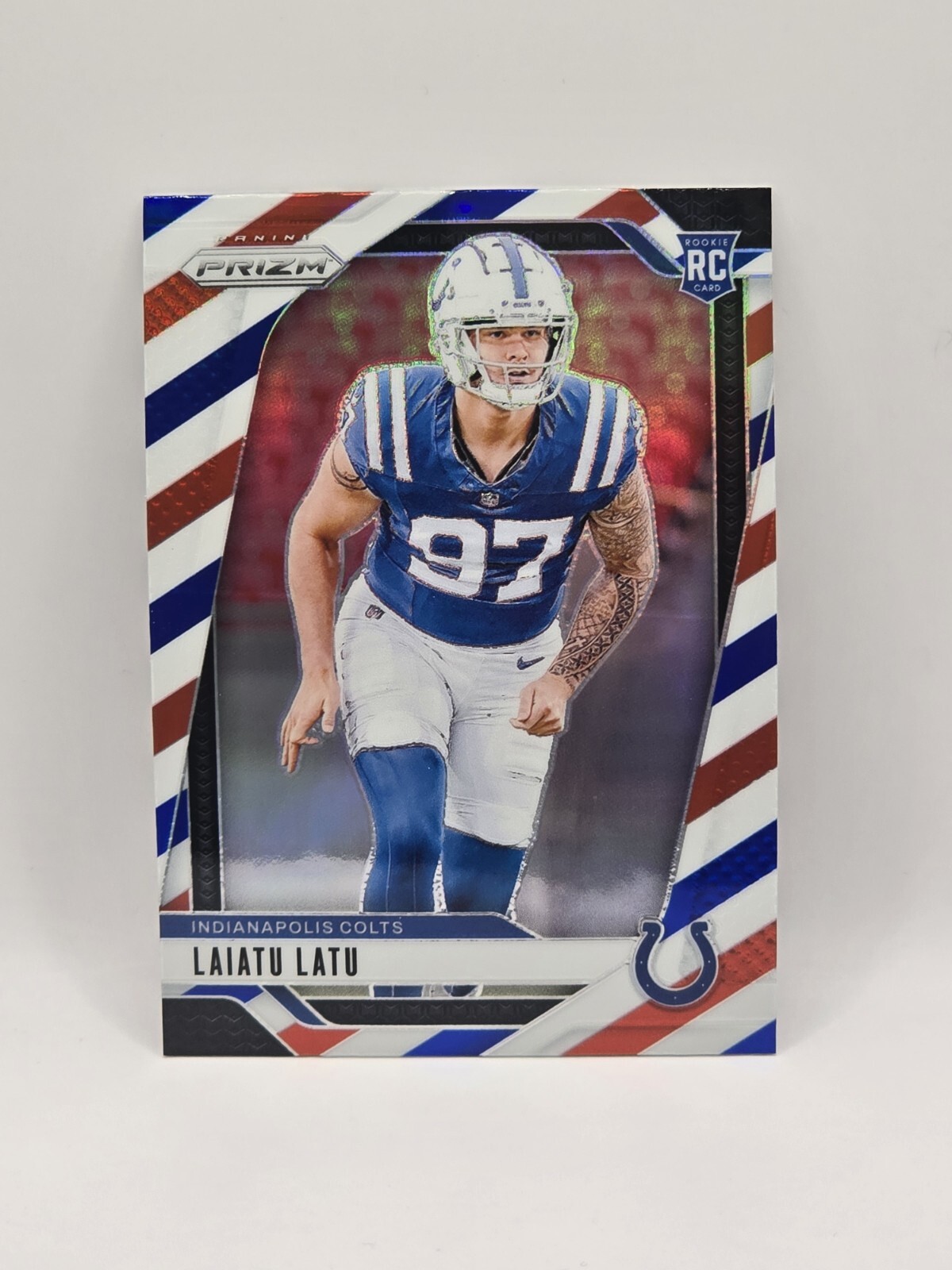 2024 Panini Prizm Laiatu Latu #366 Red White Blue Prizm RC COLTS