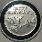 Happy Anniversary Precious Metal Gift Coin 1 Troy Oz .999 Fine Pure Silver Round