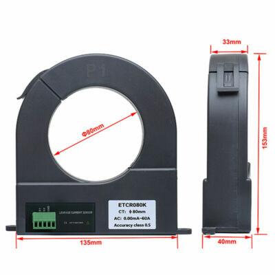 Split Type AC Leakage Current Sensor 0.00mA-60A AC 80mm CT Size Phase Meter
