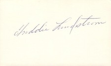 Freddie Lindstrom Signed 3x5 Index Card Autograph HOF COA Giants Blue BP