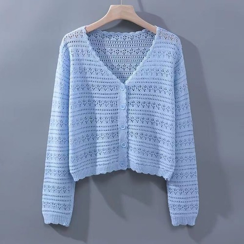 Summer Sweater Women Knitted Top Thin Cardigan Knitting Crochet Knit Party Beach - Bild 10 von 14