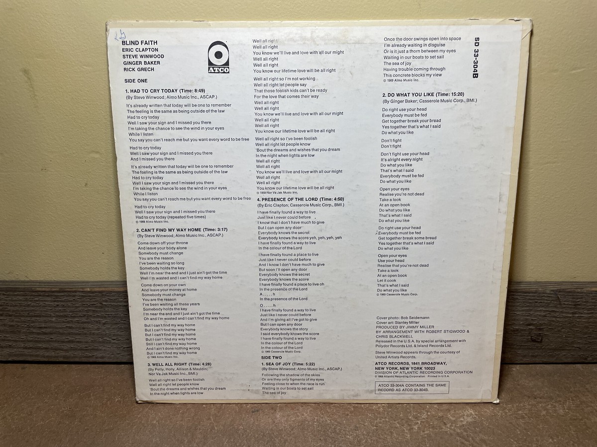 Blind Faith, Eric Clapton, Steve Winwood / LP 1969 Atco