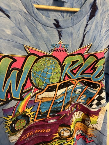 STUNNING Vintage World 100 Eldora Speedway Tie Dye Racing T-Shirt - XL 1998 Tee - Picture 3 of 14