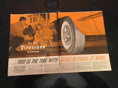 Tire Print Ads (3)  Firestone & B F Goodrich color 2 page ads Good Year 1917 b&w