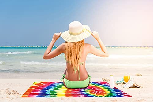 LIVILAN Oversized Tie Dye Beach Towel Clearance Blanket Quick Dry and Sand Fr...