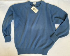 IZOD Club Mens L Vintage Sweater Crew Neck Long Sleeve Blue Cotton Knit Golf