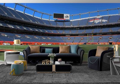 3D Stadium Rugby Field Sky Self-adhesive Removeable Wallpaper Wall Mural