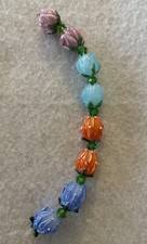 New 6  Strand Exquisite Flower Buds/Floral LampWork Glass Beads/4 Color Pairs