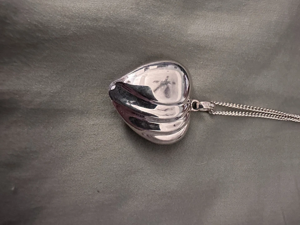 "Colgante de corazón soplado de plata de ley 925 QVC en cadena de 36""" Foto 2 de 4