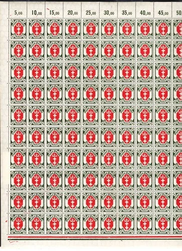 DANZIG FREE STATE: 1922,  Mi 74 COMPLET SHEET. FOLDED Scv € 80