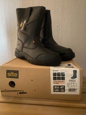 Mens Safety Rigger Boots. BNIB. Black Leather. Wide Fit. Size UK12, EU47