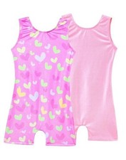Girls Gymnastics Leotards Shiny Tumble Bodysuits Dance Biketards 4-5T Pink