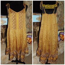 Ulla Johnson Dress Strappy Boho Women's Golden Silk Geometric Midi Sz 6 Classy M