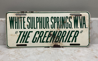 THE GREENBRIER HOTEL WHITE SULPHUR SPRINGS WV W. VA . STEEL BOOSTER VANITY PLATE