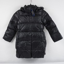 Polo Ralph Lauren Kids Quilted Down Hooded Coat Black Pockets - Girls Size S 7