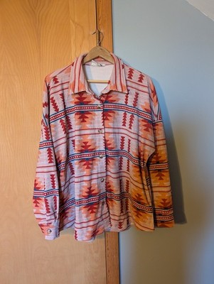 Savanna Jane Corduroy Aztec Southwestern Button Down Shacket Woman Size 1X