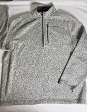 Eddie Bauer Mens XL Heather Gray Fleece 1/4 Zip Pullover Sweater Jacket