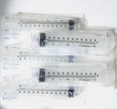 3Pk 60ml Syringe LuerLock Tip - NO NEEDLE - Sterile Covidien 118600777T Monoject