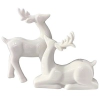 Porzellan Weihnachts Rentier Figuren Mini Hirsch Skulptur Tischornamente 2 StüCk