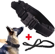 Tactical Dog Collar Military With Lead Thick Handle Adjustable Strong Training