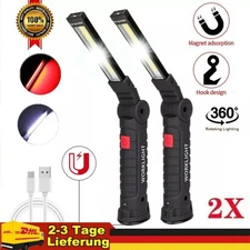 2 x LED COB Work Light USB Rechargeable Flashlight Magnetic Base Red White Light