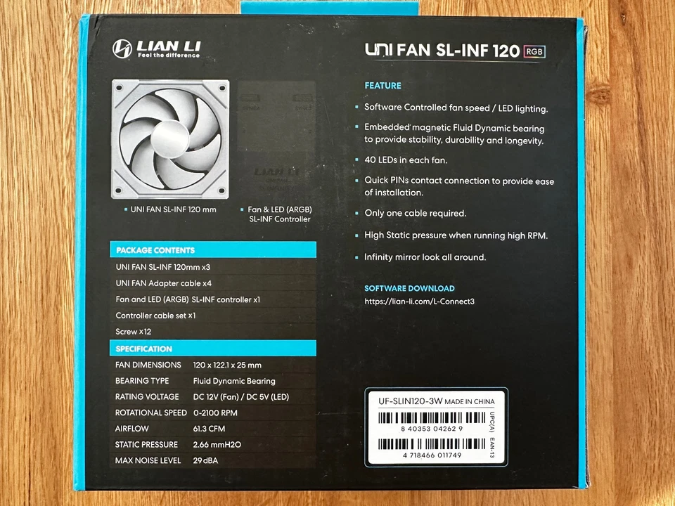 Lian Li Uni Fan SL-Infinity SL-INF 120, ARGB,3er-Pack, weiß, Controller, 1A, OVP - Bild 4 von 4