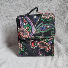 Vera Bradley Lunch Bag Small Black Paisley Floral Insulated Cooler Sack
