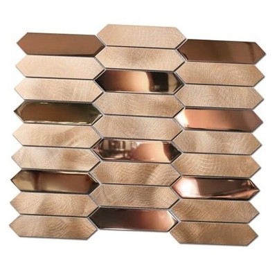 Azulejo dorado largo hexagonal mosaico para cocina, pared 5 Sheets Oro y cobre