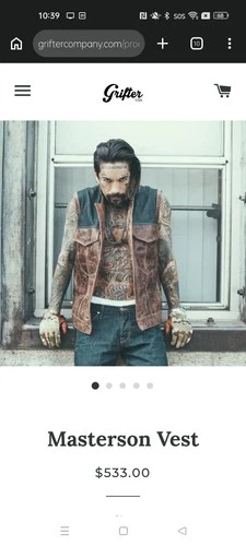Grifter Masterson leather motorcycle vest image 11