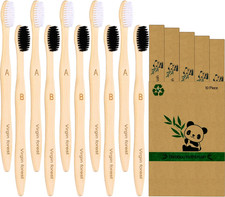Bamboo Toothbrushes 10 Pack Soft Bristles BPA Free Biodegradable Eco Friendly
