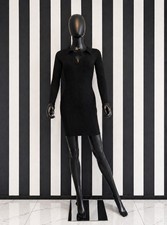 Women’s Pretty Little Thing Black Ribbed Short Dress With Long Sleeve Sz S