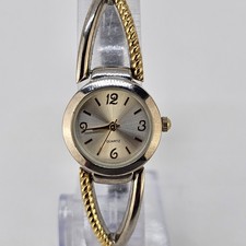 Women Analog Watch 22MM Gold Dial Two Tone Expandable Band 6" NEW Battery