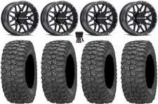 Raceline Krank 14" Wheels Black 30" Rock-A-Billy Tires Kawasaki Brute ForceIRS