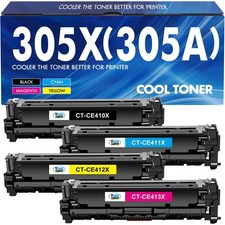 High Yield 305X 305A Toner Cartridge 4 Pack Compatible Laser Printer Toner