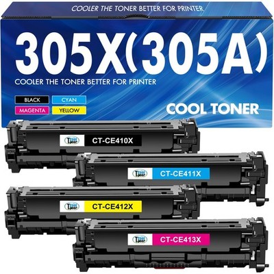 High Yield 305X 305A Toner Cartridge 4 Pack Compatible Laser Printer Toner