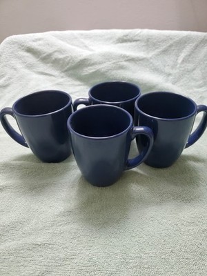 4 Corelle Coordinates Stoneware 14 Oz. Mugs Navy Blue