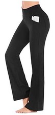 Yoga Pants Women Wide Leg High Waist Bootcut Workout Large 30  inseam Black