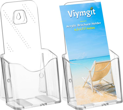 2 Pack Acrylic Brochure Holder Wall Mount Countertop Trifold Flyer Display Stand